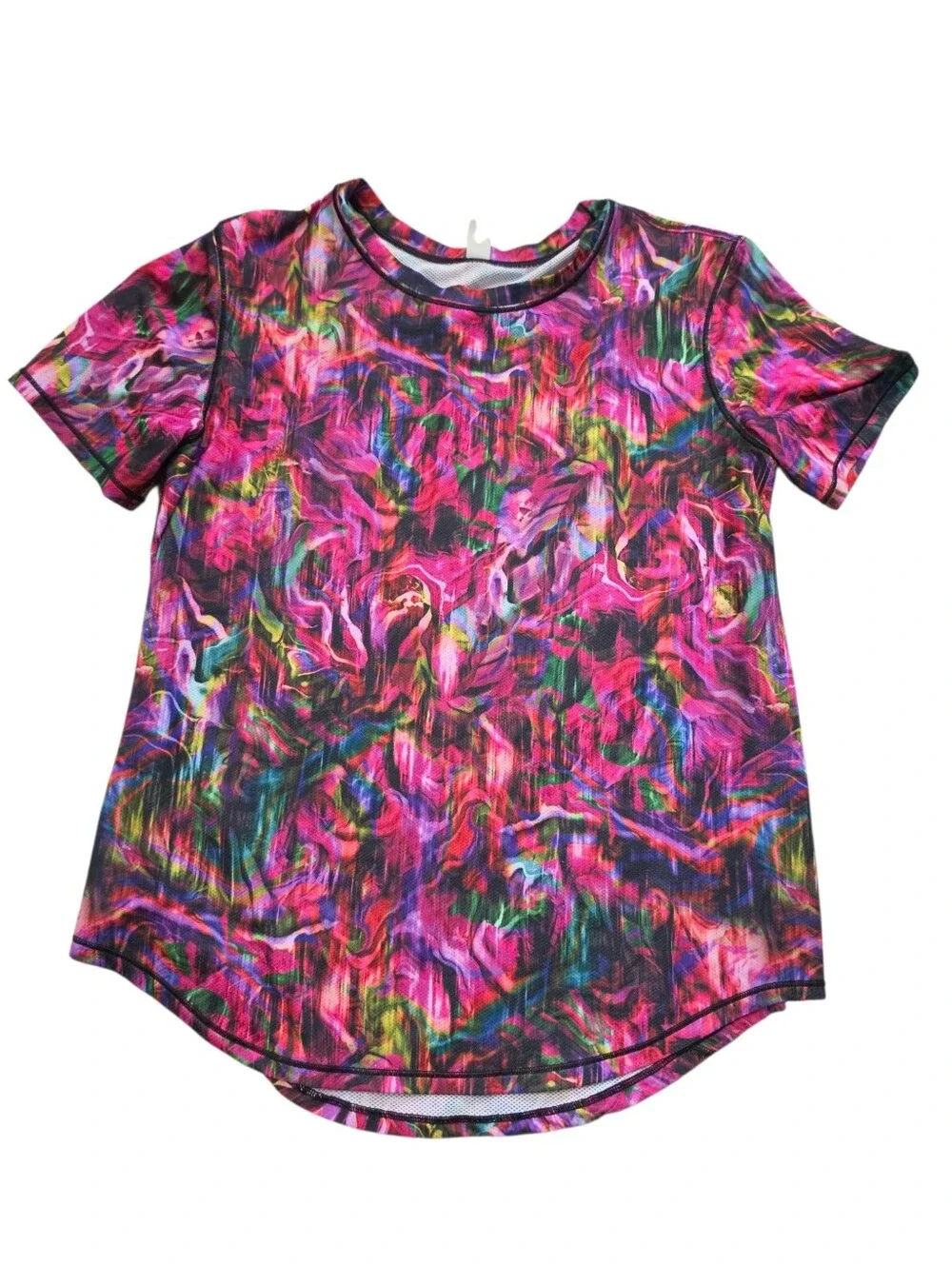 Lululemon High Neck Running and Training Tee – Hyper Flow Pink Multi – Size 4